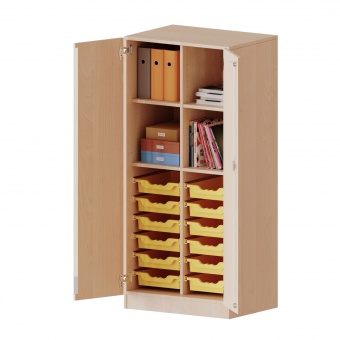 ErgoTray Schrank, 2reihig, 4 OH, zweitürig, mit 12 flachen Boxen, B/H/T 70,3x154x50cm 